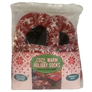Cozy Warm Holiday Socks Flax Seed Insert Helps Soothe Tired Feet Microwave Safe